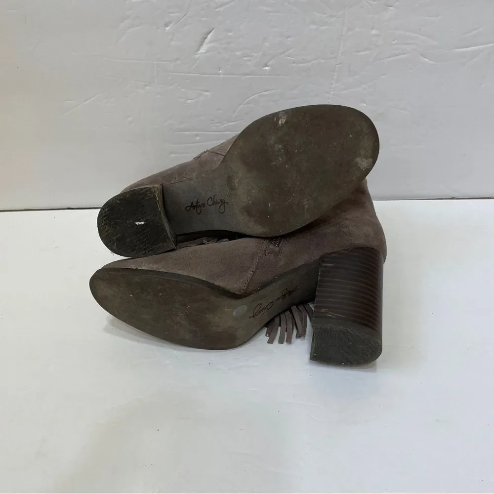 ARTURO CHANG REIDEN FRINGE ANKLE BOOTS‎ IN BROWN LEATHER